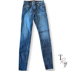 Fran Denim Emma High Rise Skinny Raw Hem Dark Wash Jeans Size 27